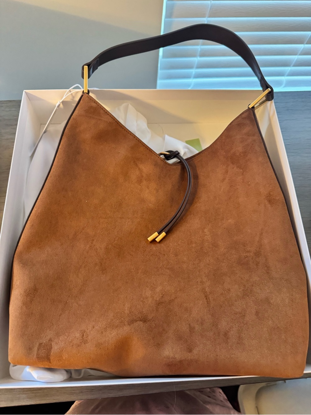 JW PEI Brown Suede Hobo Shoulder Bag with Dark Brown Strap